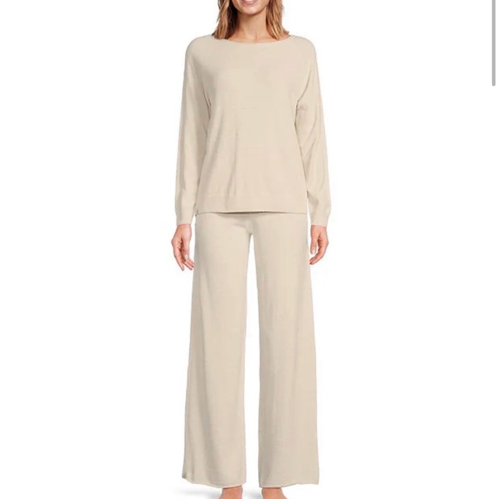 Barefoot Dreams CozyChic Ultra Lite Knit Cream Lounge Set Size L